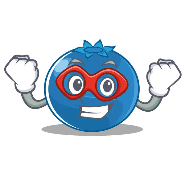 Super herói blueberry personagem estilo dos desenhos animados — Vetor de Stock