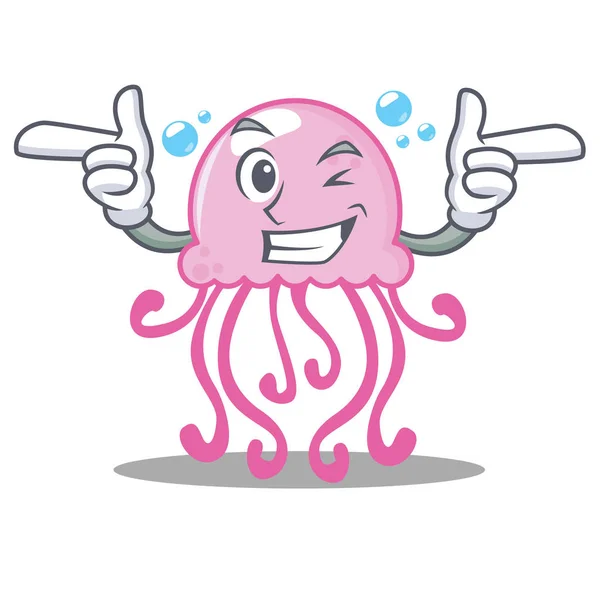 Guiño lindo personaje medusa de dibujos animados — Vector de stock