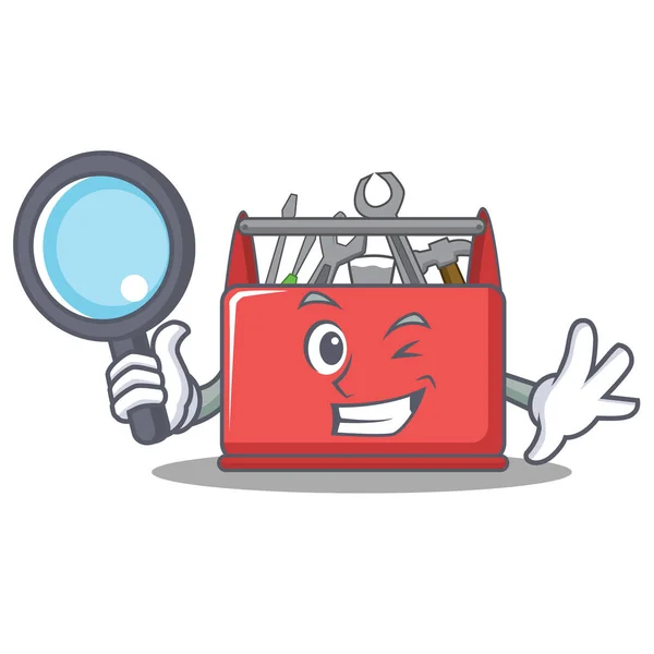 Dedektif araç kutusu karakter karikatür — Stok Vektör