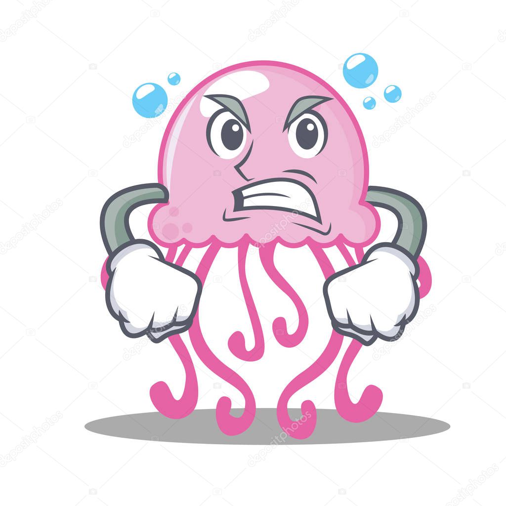 Angry cute jellyfish character cartoon