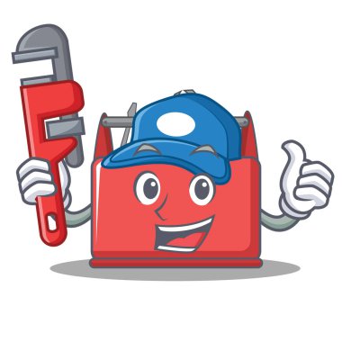 Tesisatçı araç kutusu karakter karikatür