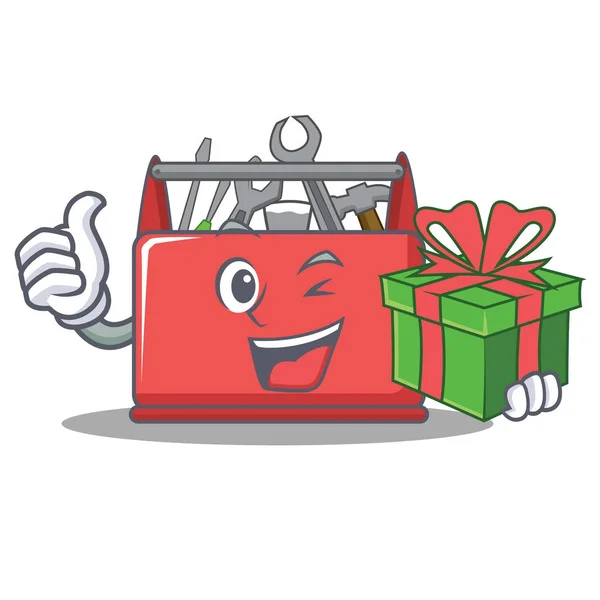 With gift tool box character cartoon — Stock Vector