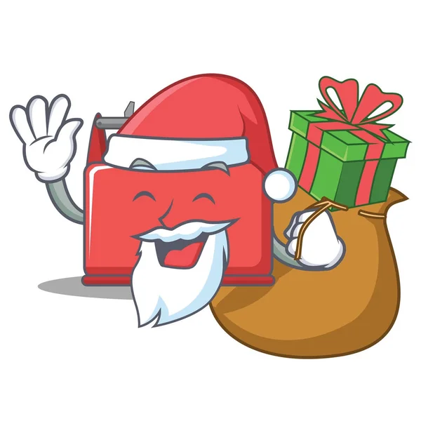 Santa con caja de herramientas de regalo personaje de dibujos animados — Archivo Imágenes Vectoriales