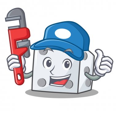 Tesisatçı zar karakter karikatür tarzı