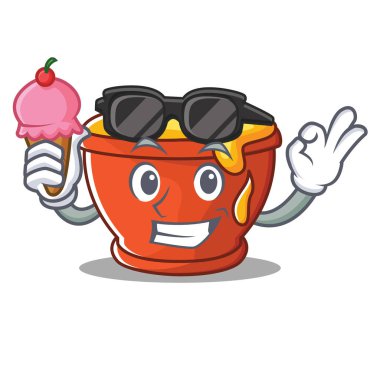 Dondurma bal karakter karikatür tarzı ile