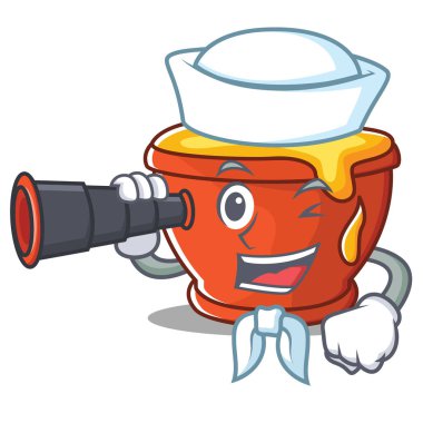 Denizci dürbün tatlım karakter karikatür tarzı ile