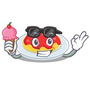 Dondurma spagetti karakter karikatür tarzı ile