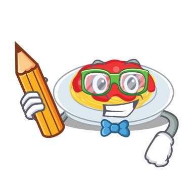 Öğrenci spagetti karakter karikatür tarzı