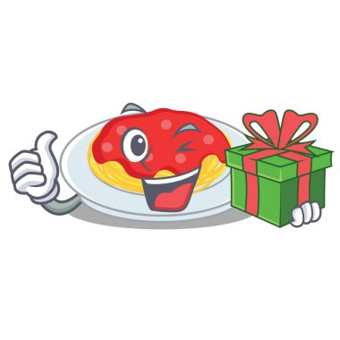 Hediye spagetti karakter karikatür tarzı ile