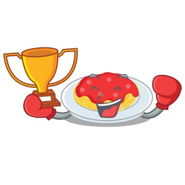 Boks şampiyonu spagetti karakter karikatür tarzı