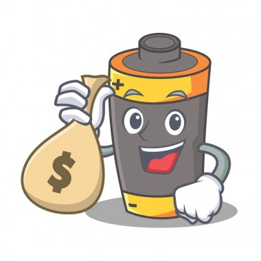 Para çantası pil karakter karikatür tarzı ile