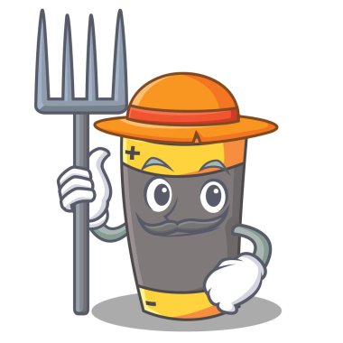 Çiftçi pil karakter karikatür tarzı