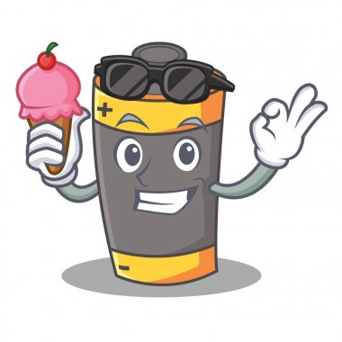 Dondurma pil karakter karikatür tarzı ile