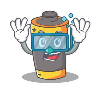 Dalış pil karakter karikatür tarzı