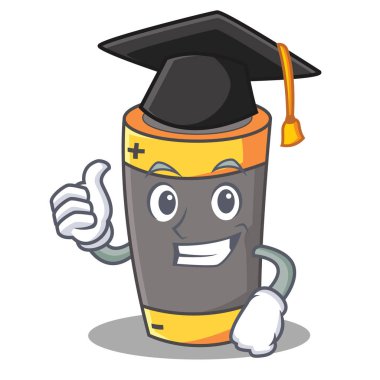 Mezuniyet pil karakter karikatür tarzı