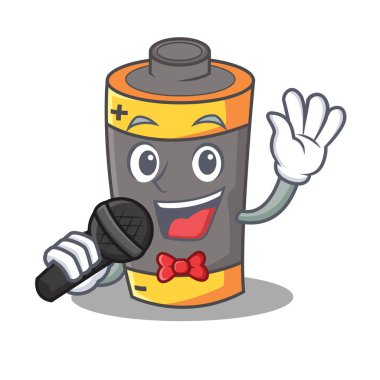 Şarkı pil maskot karikatür tarzı