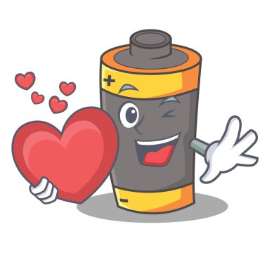 Kalp pili maskot karikatür tarzı ile