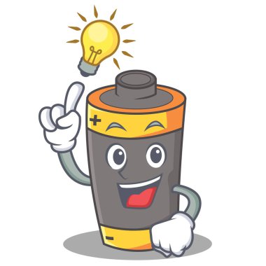 Bir fikir pil maskot karikatür tarzı var