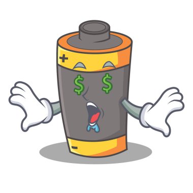 Para göz pil maskot karikatür tarzı