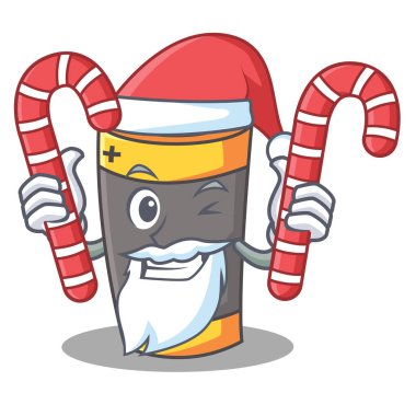 Santa şeker pil maskot karikatür tarzı ile