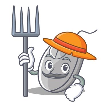 Çiftçi fare karakter karikatür tarzı