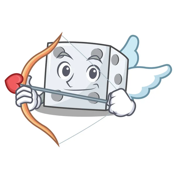 Cupid dice character cartoon style — Stock Vector