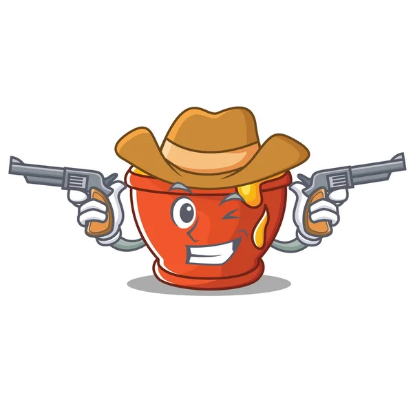 Cowboy honing tekenstijl cartoon — Stockvector