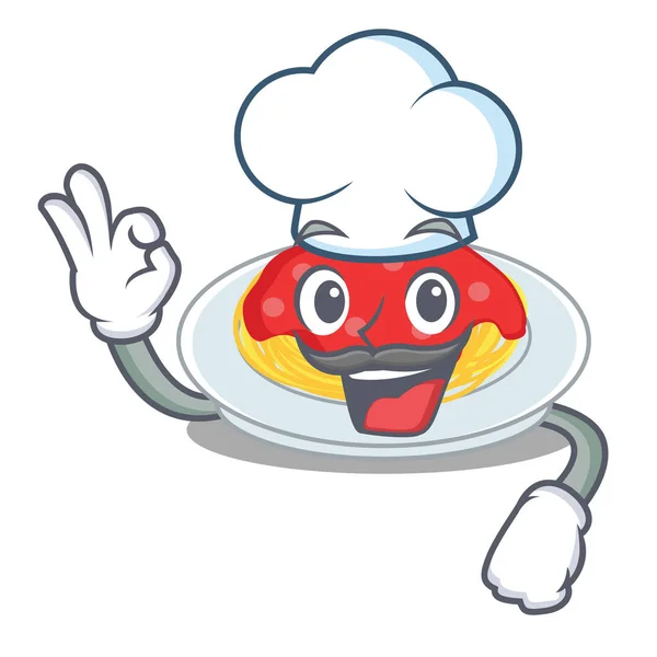 Chef espaguete personagem estilo cartoon — Vetor de Stock