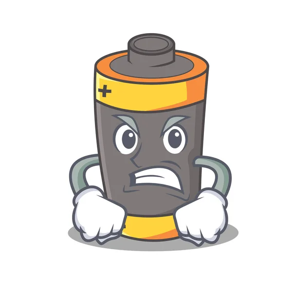 Bateria irritada mascote estilo cartoon — Vetor de Stock