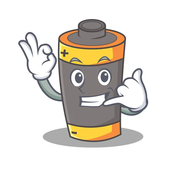 Llámame mascota batería estilo de dibujos animados — Vector de stock