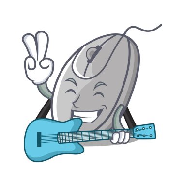 Gitar fare maskot karikatür tarzı ile
