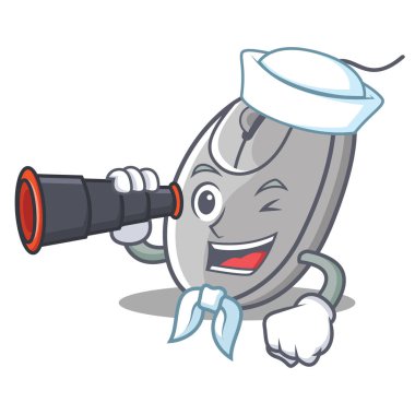 Denizci dürbün fare maskot karikatür tarzı ile