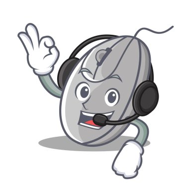 Kulaklık fare maskot karikatür tarzı ile