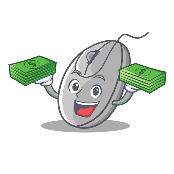 S peníze myš maskot kreslený styl — Stockový vektor