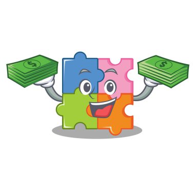 Maskot karikatür tarzı ile para bulmaca