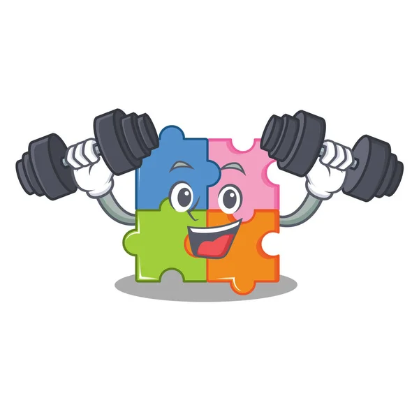 Fitness Puzzle Charakter Cartoon-Stil — Stockvektor