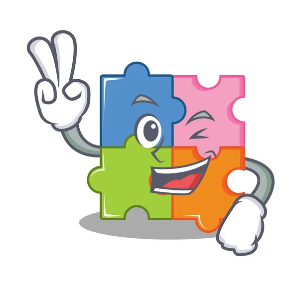 Twee vinger puzzel cartoon tekenstijl — Stockvector