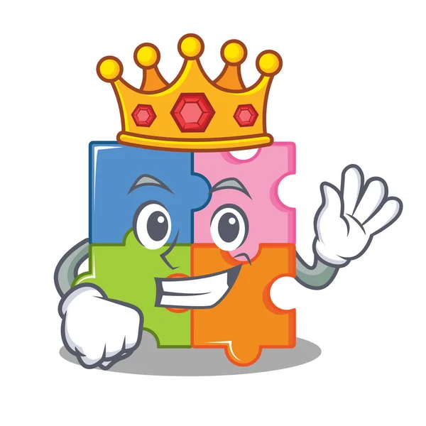 König Puzzle Maskottchen Cartoon-Stil — Stockvektor