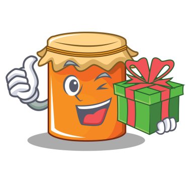 Hediye reçel maskot karikatür tarzı ile