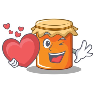 Kalp sıkışması maskot karikatür tarzı ile