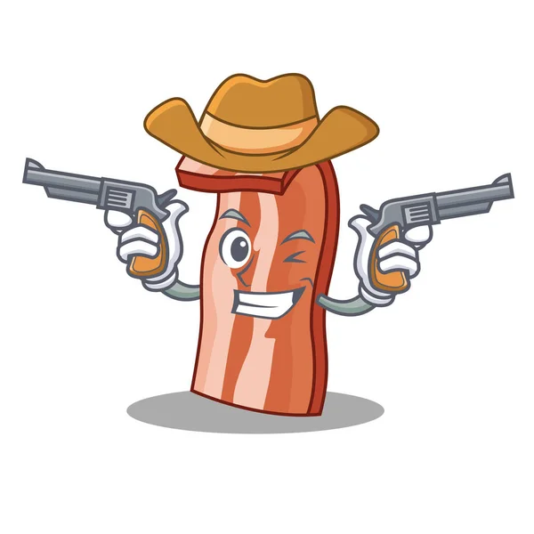 Cowboy bacon personagem estilo dos desenhos animados — Vetor de Stock