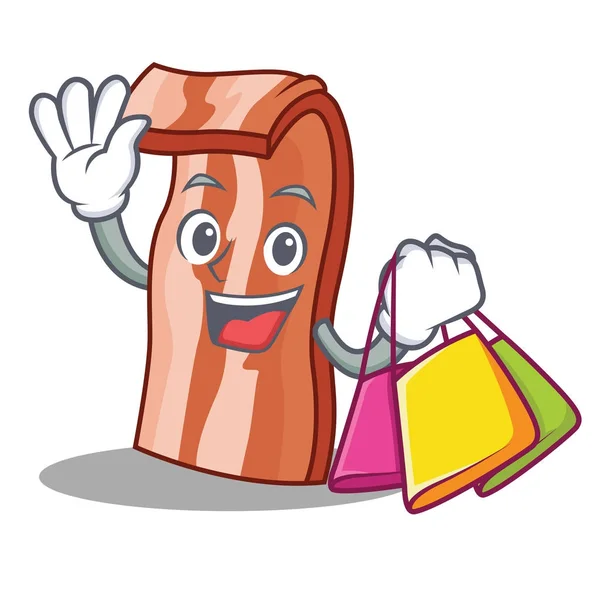 Compras bacon personagem desenho animado estilo —  Vetores de Stock