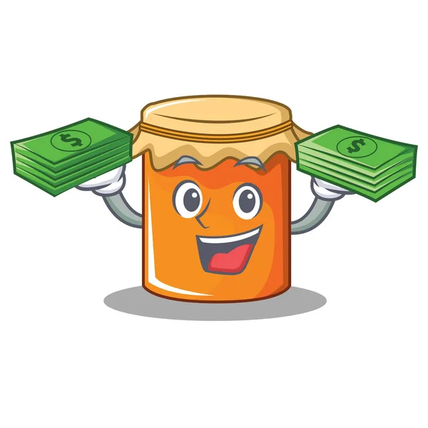 With money jam mascot cartoon style — Stock Vector