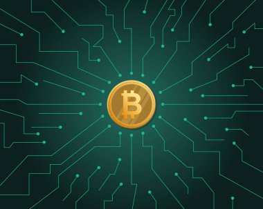 Blockchain tarzı yeşil zemin üzerine