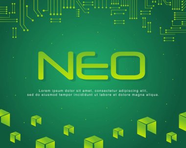 Neo bitcoin yeşil zemin üzerine