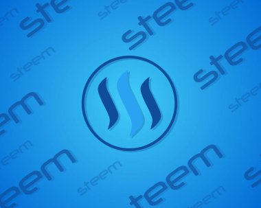 Mavi arka plan üzerinde Steem blockchain
