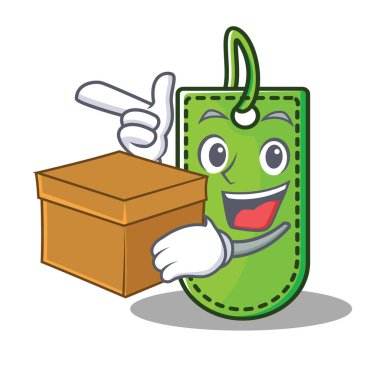 Kutusu fiyat etiketi karakter karikatür ile