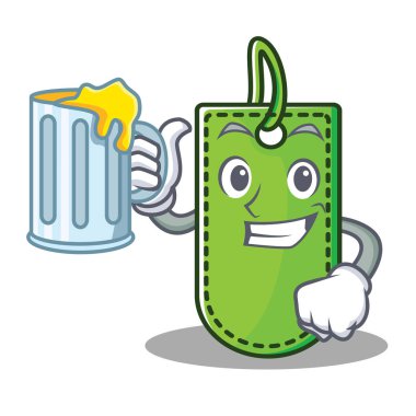 Suyu fiyat etiketi maskot karikatür ile