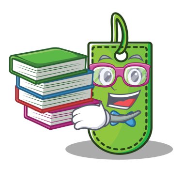 Öğrenci kitap fiyat etiketi maskot karikatür ile