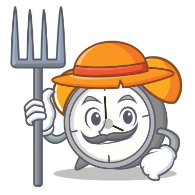 Çiftçi çalar saat karakter karikatür